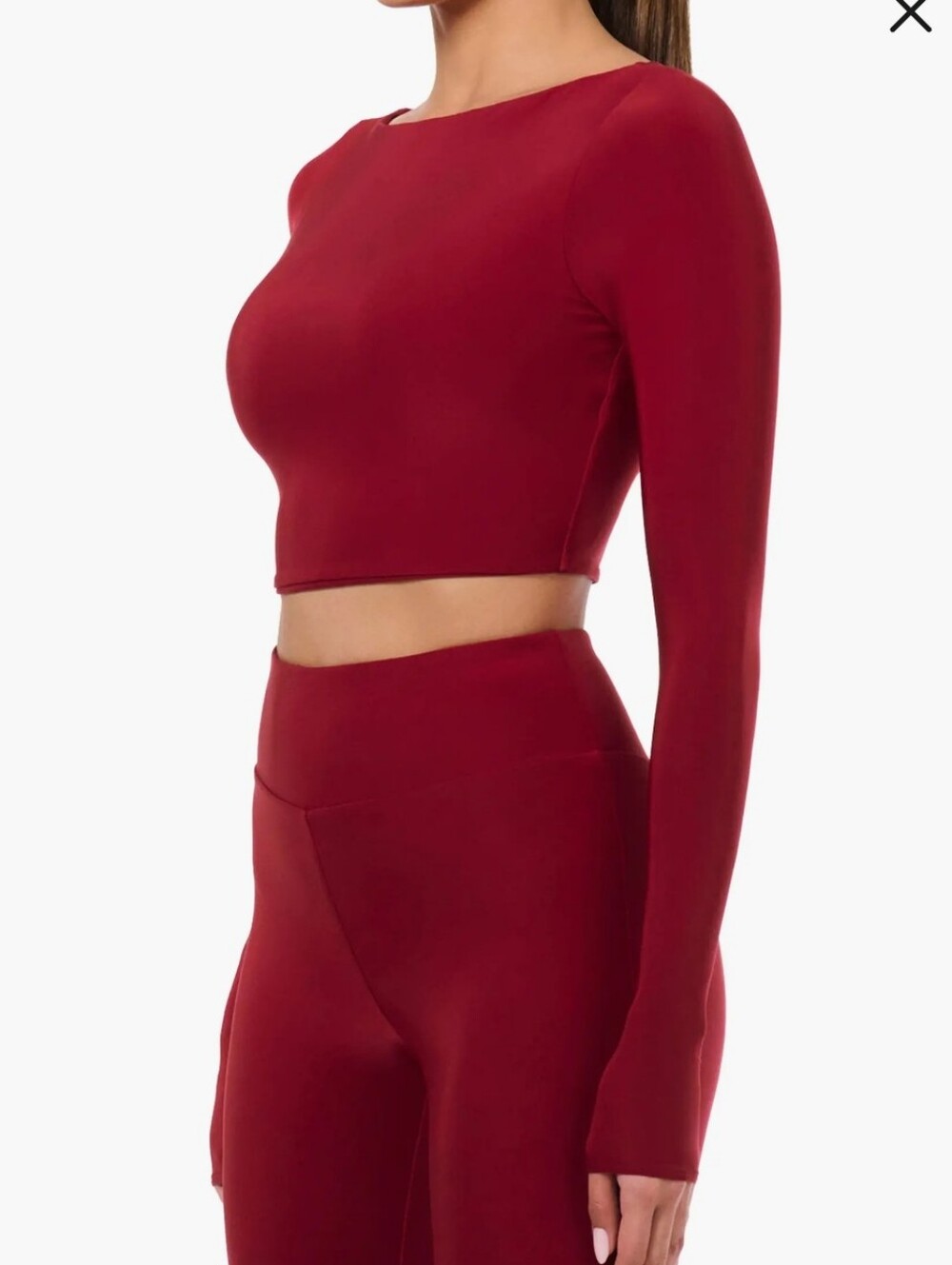 Naked Wardrobe Long Sleeve Crop Top Burgundy Sz M New - Picture 3 of 7